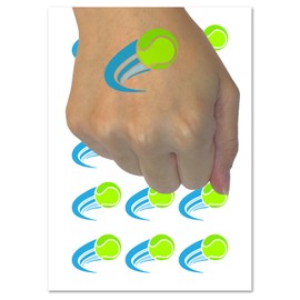 Tennis Ball in Motion Sports Temporary Tattoo Water Resistant Fake Body Art Set Collection - 15 2" Tattoos (1 Sheet)