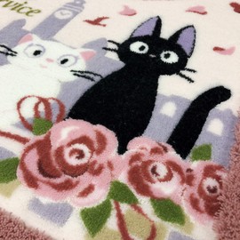 Senko 37179 Kiki's Delivery Service, Date with Jiji Long, Toilet Mat, Approx. 31.5 x 23.6 inches (80 x 60 cm), Pink, Character, Jiji Cat