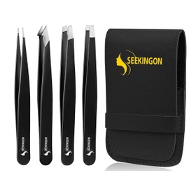 4 Pcs Professional Tweezers for Women Facial Hair Stainless Steel Eyebrow Tweezers Precision for Chin, Splinter and Ingrown Hair Removal - Sharp Tweezers