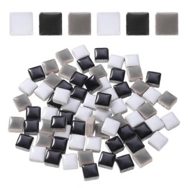 sourcing map 205pcs Ceramic Mosaic Tiles, Bulk Stained Ceramic Mosaic Tiles Square Mosaic Kits for DIY Art Crafts, Handmade Art Craft Projects for Home Decor(200g, Black White)