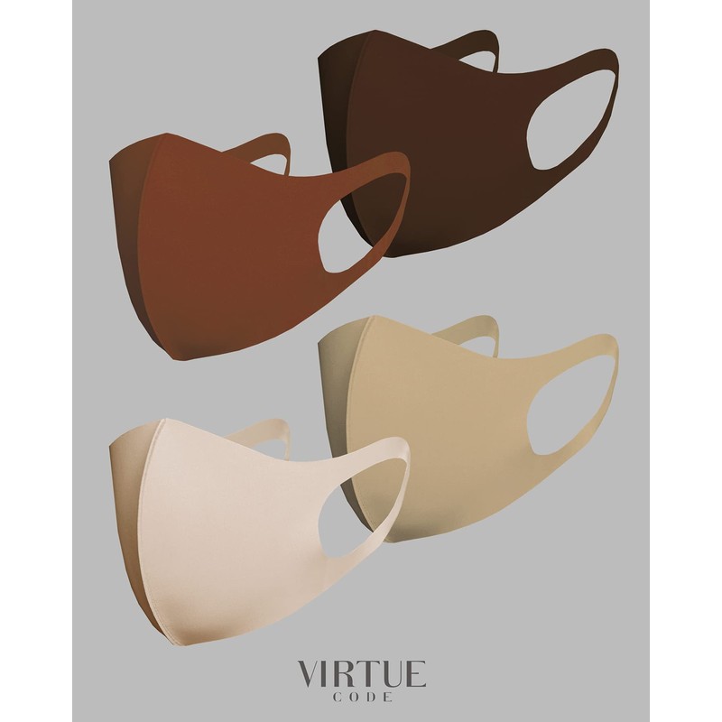 VIRTUE CODE Second Skin Cloth Face Mask Pack. 4 Buttery
