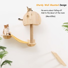 Wall Mounted Cat Tree House Mushroom Cat Shelf for Wall Climbing Solid Wood Indoor Cat Wall Furniture