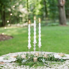 10 Inch White Spiral 4 Pcs Taper Candles Unscented Twisted Candlesticks Set for Dinner Table Decor Party Weddingcolor: T-white, size: Large (8"-12")