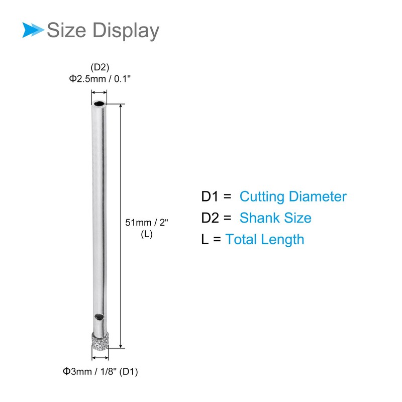 CoCud Diamond Drill Bits, 3mm Cutting Diameter, Nickel-plated Coating Diamond