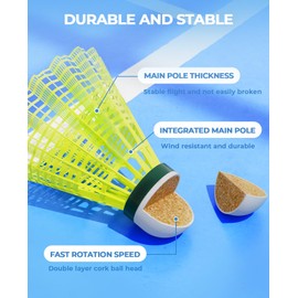 HIRALIY Badminton Birdies,Nylon Badminton Shuttlecocks with Stability Durability for Baseball Batting Practice Training,High Speed Birdie Balls for Backyards Indoor Outdoor Sports Activities (12)