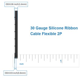 BNTECHGO 30 Gauge Silicone Ribbon Cable Flexible 2P Black 5 ft Flat Cable 30 AWG Stranded Tinned Copper Wire