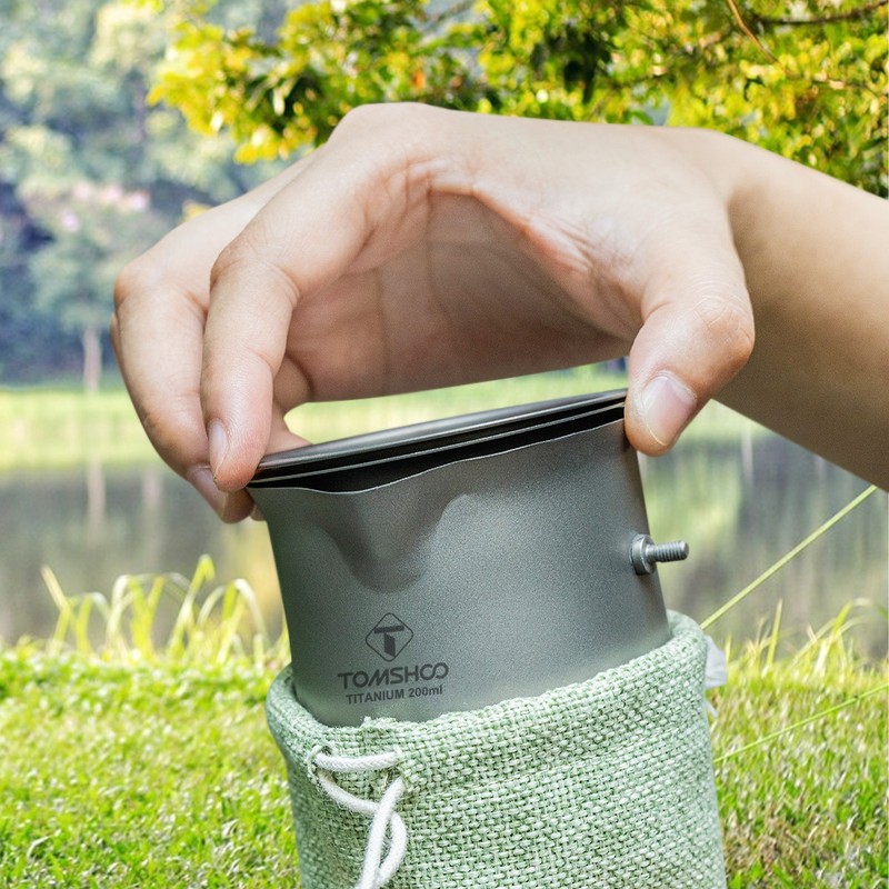 TOMSHOO Titanium Tea Mug with Tea Strainer Outdoor Camping Titanium
