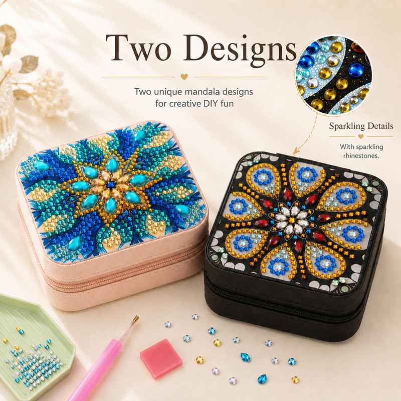 2 PC Diamond Art Jewelry Boxes for Adults Craft Kits