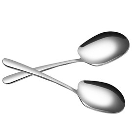 2 x Serving Spoons, Long Stainless Steel Spoons, Large Serving Spoons, Tablespoons with Long Handles, Salad Spoon, Rice Spoon, Used in Picnics, Parties to Divide Dishes, Restaurants
