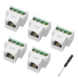 XMSJSIY RJ11 CAT3 Keystone Telephone Module RJ11 Female to 4-Pin Screw Term Block Clamp Connector CAT3 Terminal Solderless Adapter Keystone Phone Socket Voice Socket Connector - 5 Pieces