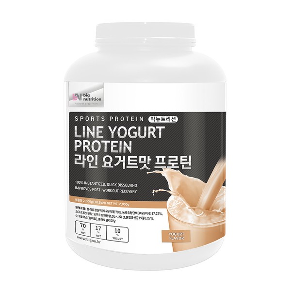 [On Sale][Big Nutrition] Line Lactic Acid Bacteria 19 Types Fructooligosaccharide Yogurt Protein 2kg Whey Isolate + Whey Protein Ratio 8:2 35.8g / [온세일][빅뉴트리션] 라인 유산균 19종 프락토 올리고당 요거트 프로틴 2kg 분리유청+유청단백 비율 8:2 35.8g