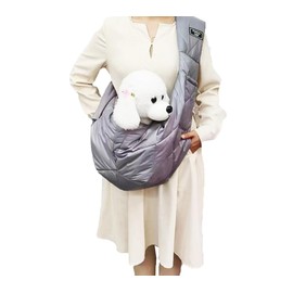 CYBERNOVA Small Pet Dog Cat Sling Carrier for 1-7 kg, Warm and Windproof with Bag, Hand-Free Pet Bag, Dog Cat Puppy Carry Bag for Winter Cold Weather (Grey)