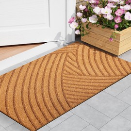 Door Mat Outdoor Welcome Mats: Artificial Coir Doormat for Indoor Outdoor Outside Home Entrance - Front Door Mat Non-Slip Backing Durable Fall Mat for Porch Entryway Floor Decor (Rippled, 17"x 30")