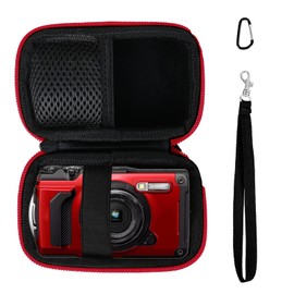 ANGVI Storage Bag for OM SYSTEM (Red Zipper) for OM SYSTEM / Olympus Tough TG-2 / TG-3 / TG-4 / TG-5 / TG-6 / TG-7 Products, Red zipper