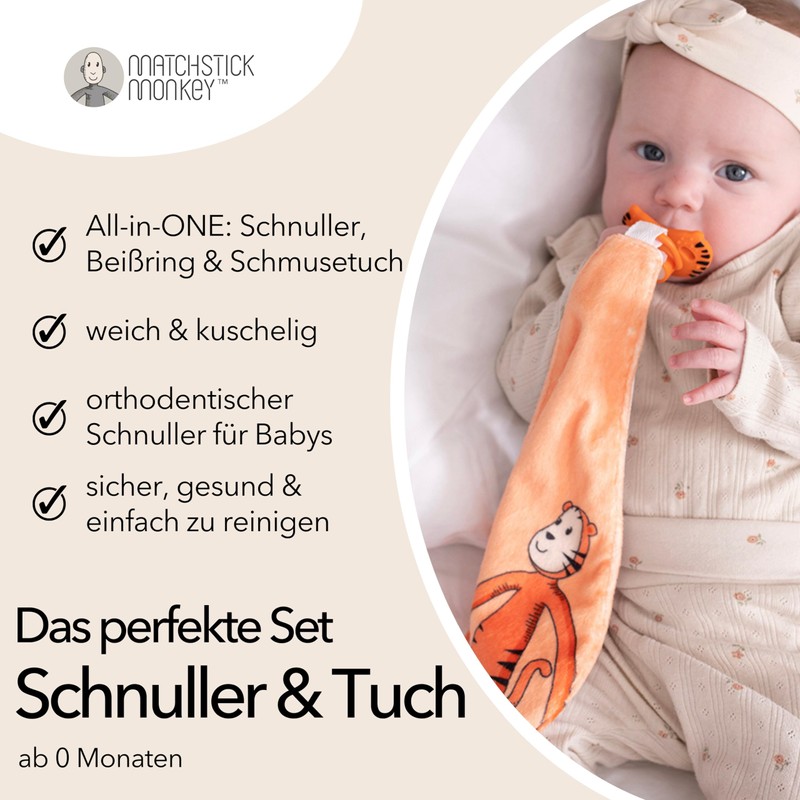 Matchstick Monkey All in One Pacifier, Teether and Comforter -