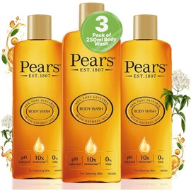Pears Pure & Gentle Body Wash - 10x More Moisturising Cream with Pure Glycerin, Natural Oils & Soap Free, Nourishing Moisturising Cream & Natural Extract for Radiant Skin - Pack of 3, 250 ml