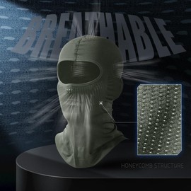 WTACTFUL 1/2pcs Balaclava Motorcycle Summer Breathable Balaclava Ski Mask for Motorcycle, Driving, Snowboarding Men / Women, Green