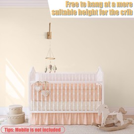 Crib Mobile Wooden Arm, Wall Mounted Suitable for All Cribs 100% Natural Larch Hanger Nusery Decor Baby Room Safe Holder(Mobile is not Included