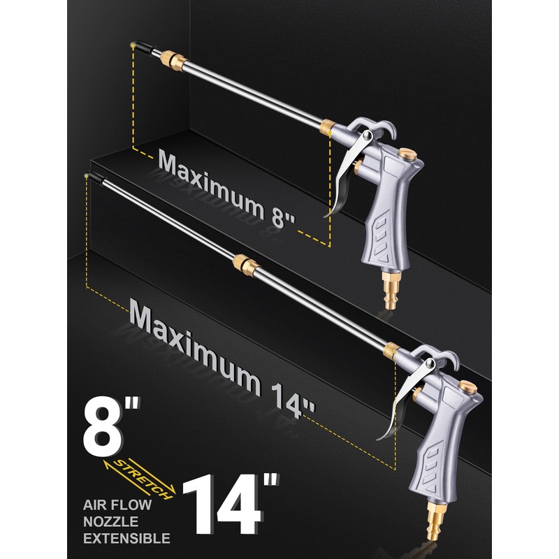 JASTIND Industrial Air Blow Gun with Brass Adjustable Air Nozzle,