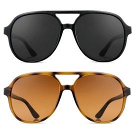 ANYLUV Polarized Sunglasses for Women Men Vintage Square Aviator Style Sunglasses UV400 Protection 2 Packs