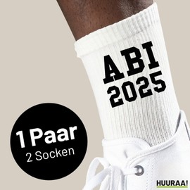 Huuraa Unisex Socks ABI 2025 Graduation Gift Size 37/41 White ABI 2025 Gift Idea