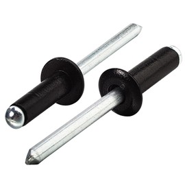Linkup 300pcs pack 3/32" x 5/32" Black pop blind Rivets, 2.4mm x 4mm Black pop rivets,Aluminum Body Steel Mandrel Rivets (Black),Dome Head aluminum rivets
