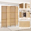 Leesinwing 4 Panels Room Dividers, Hand-Woven Rattan Room Divider and