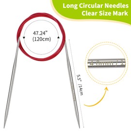 Coopay Circular Knitting Needles 4.0 mm, Knitting Needles Circular Knitting Needle 120 cm Stainless Steel with Flexible Cable, Solid Metal Circular Knitting Needle for Thick and Fine Wool Knitting