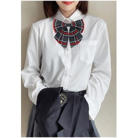 PROCOS 2 Pcs Necktie Bow Tie Unisex Uniform Adjustable Plaid Tartan Bow Tie Necktie Set Cosplay Costume St. Patrick's Day, Red & Black Tie, One Size