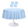 RINDOJIN 2 Pack Light Blue Gingham Tablecloth Round 84 x