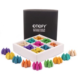OTOFY Backflow Incense Cones 180 Pcs of 100% Natural Handwork Scents Waterfall Incense Rose Tulip Jasmine Lavender Rose for Backflow Incense Burner Holder Natural | Meditation & Yoga Gift(white Black)