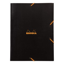 Rhodia 24329C Portfolio Folder with Elastic Closure, 3 Flaps, for DIN A4, 24 x 32 cm, Practical and Robust, Black, Pack of 1