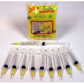 Creative Hobbies® Glue Applicator Syringe for Flatback Rhinestones & Hobby Crafts, 5 Ml with 20 Gauge Yellow Precision Tip - Value Pack of 10