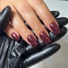Red Purple Chrome Press on Nails Short Square,SXVME Gold Nail