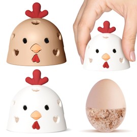 Silicone Egg Brush Cleaner, Egg Washer for Fresh Eggs, Egg Scrubber Reusable Cleaning Tools for Egg Washer, Ideal Gift for Backyard Chickens (White + Brown 2 Pcs Set)