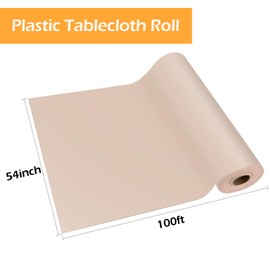 YSYJ Plastic Table Cover Roll Blue Disposable Table Cloth 54 in x 100 Ft, Plastic Table Cloths with Slide Cutter, Plastic Table Cover for Parties