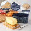 Hasense Ceramic Butter Dish with Bamboo Lid, Large Butter Container