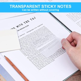 Vicloon Transparent Sticky Notes, 100Pcs Self-Stick Note Pads, 75 * 75mm Clear Sticky Tabs Reminder Notes for Learning, School, Home and Office