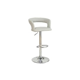 Poundex 2 Piece PU Wide Back Barstool Set Bar Stool, Light Grey