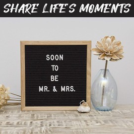 Felt Letter Board 10 x 10 inch Wooden Frame DIY Message Board Memo Menu Notice Kitchen Notes Board with 690 White & Gold Coloured Letters Numbers Symbols Emojis for Home,Restaurant,Party,Wedding