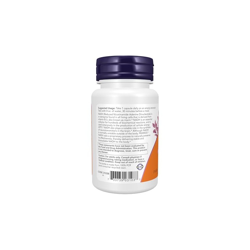 NOW NADH 10 mg,60 Veg Capsules