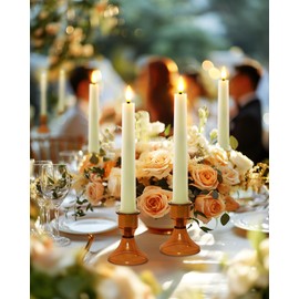 Raycare 9 Pcs Flameless Taper Candles, Battery Operated Candlesticks Require 2 AAA Batteries (NOT Included),6.7 Inches Taper Candlesticks with Holders, Flickering LED Window Candles with Remote Timer