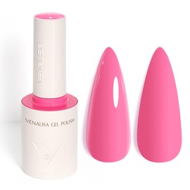 VENALISA Bright Pink Gel Nail Polish, 1 Pcs Pink Gel Polish Color High Gloss Soak Off U V Nail Manicure Salon and DIY at Home Gifts for Women