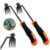MENGLIHUALUO Weed Puller Tool 2 pcs 4 Tine Stainless Steel