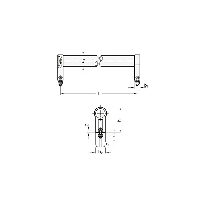 Ganter Normelemente | Tube Handles - GN 333.1-28-200-B-EL | Diameter: