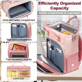 Otevan Lunch Backpack for Women, 15.6 inch Laptop Backpacks for Womens, Work Backpacks with Lunchbox,Insulated Back pack Cooler,Teacher Nurse Travel Backpack for Women