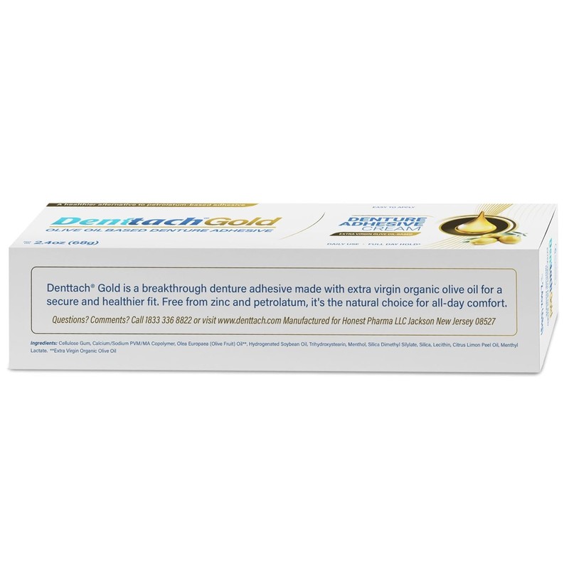Denttach Gold Denture Adhesive, Petroleum Free Olive Oil Based Premium