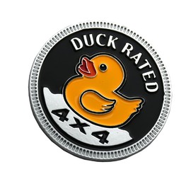 Duck Badge Rated Car Emblem, 4 x 4 3D Metal Car Badge Decals Stickers Round Emblem, Car Exterior Emblems Badge Compatible with Jeep Wrangler Vehicles Trucks SUV RV (Duck Rated-Chrome)