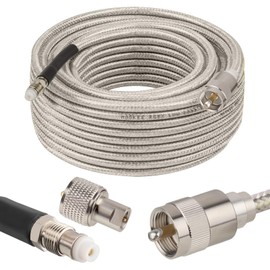 MOOKEERF CB Coax Cable,RG8x Coaxial Cable 50ft,RG8X Stranded Core CB Antenna Cable with PL-259 and FME/PL259 Male Connector,Low Loss CB Radio HAM Radio Coax Cable-50 Foot