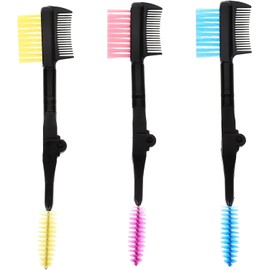 Peine Plegable de Cejas y Rizador de Pestañas Doble Cabezal 3 Piezas Plástico y Fibra Artificial, Formato Portátil Bolsa, Uso Práctico para Mujeres y Damas